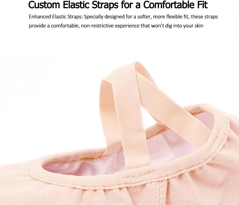 Women's Ballet Shoes, Highly Stretch Canvas Dance Slippers, Split Sole Non-Slip Yoga Flat for Girls Boys Adults