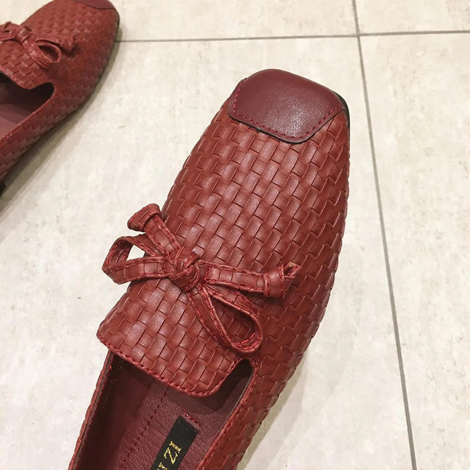 Women's Braided Leather Bow Flat Dress Loafers Comfortable Soft Non-Slip Lightweight Work Shoe Slip-On Anti-Collision Toe Casual Driving Shoes