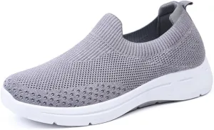 Women's Casual Lightweight Breathable Soft Sole Flat Sneakers – Stylish Knitted Athletic Shoes