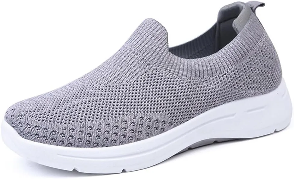 Women's Casual Lightweight Breathable Soft Sole Flat Sneakers – Stylish Knitted Athletic Shoes