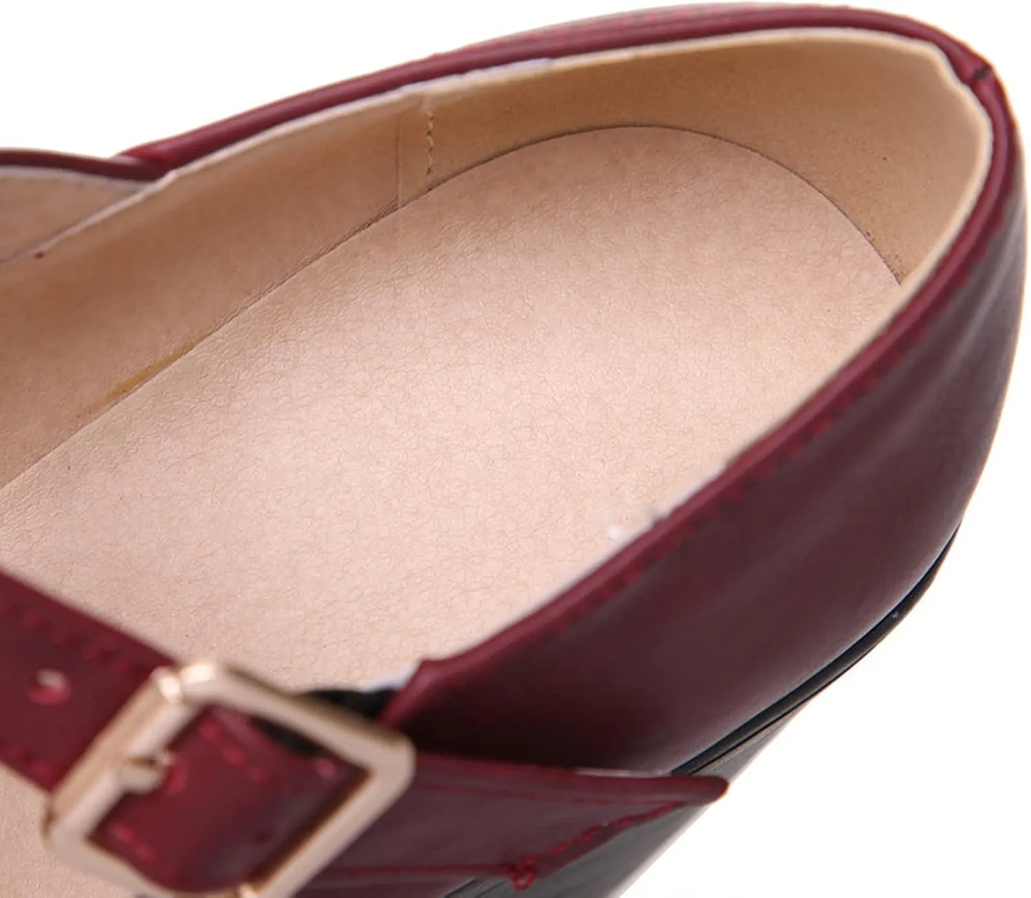 Women's Classic Platform Oxford Pumps T-Strap Chunky High Heel Fashion PU Leather Round Toe Dress Shoes