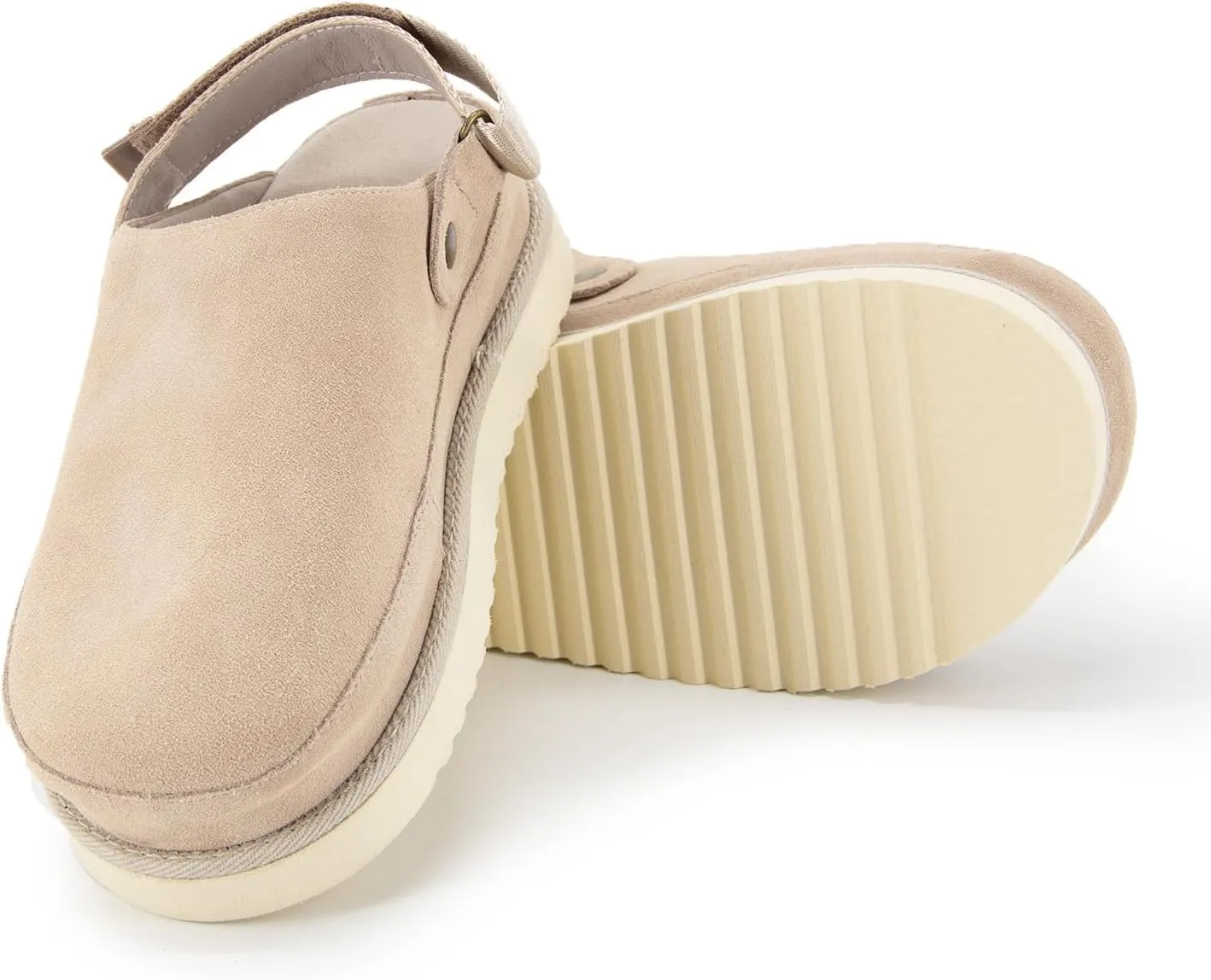 Women's Clogs Slippers Platform Suede Mules & Clogs Adjustable Strap Slip-on Shoes Sandals Indoor/Outdoor Anti-Slip Sole Arch Support