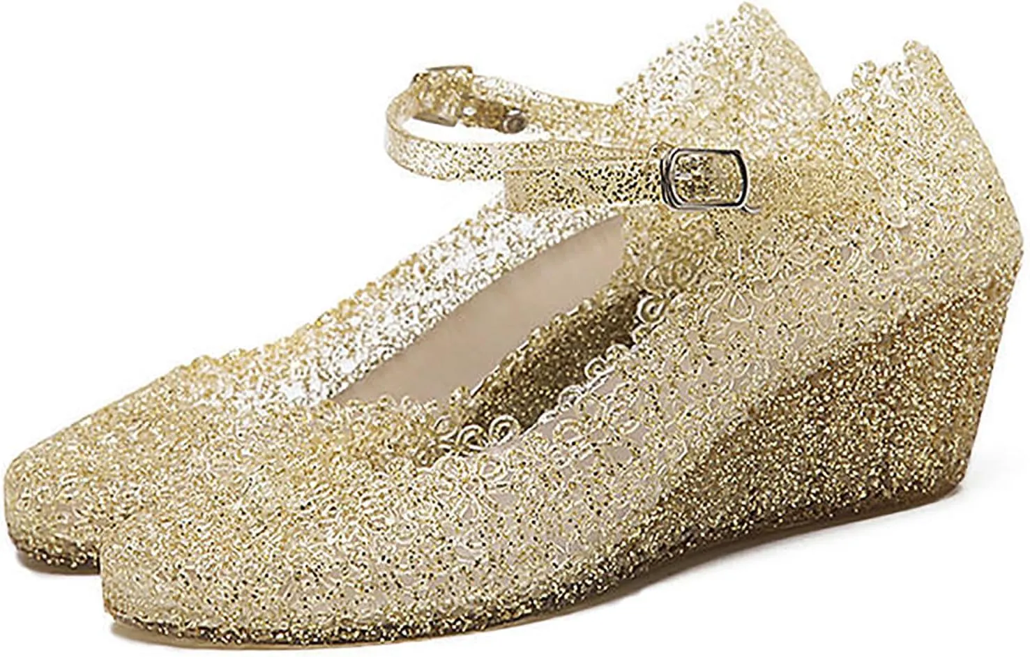 Women's Crystal Jelly High Heel Sandals Summer Beach Hollow Shoes