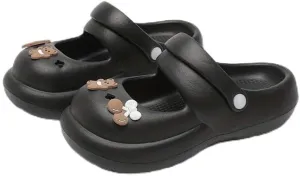 Women's Cute Bear Clogs, Round Toe Cut-Out Slip On EVA Slide Sandals, Casual Outdoor Beach Shoes