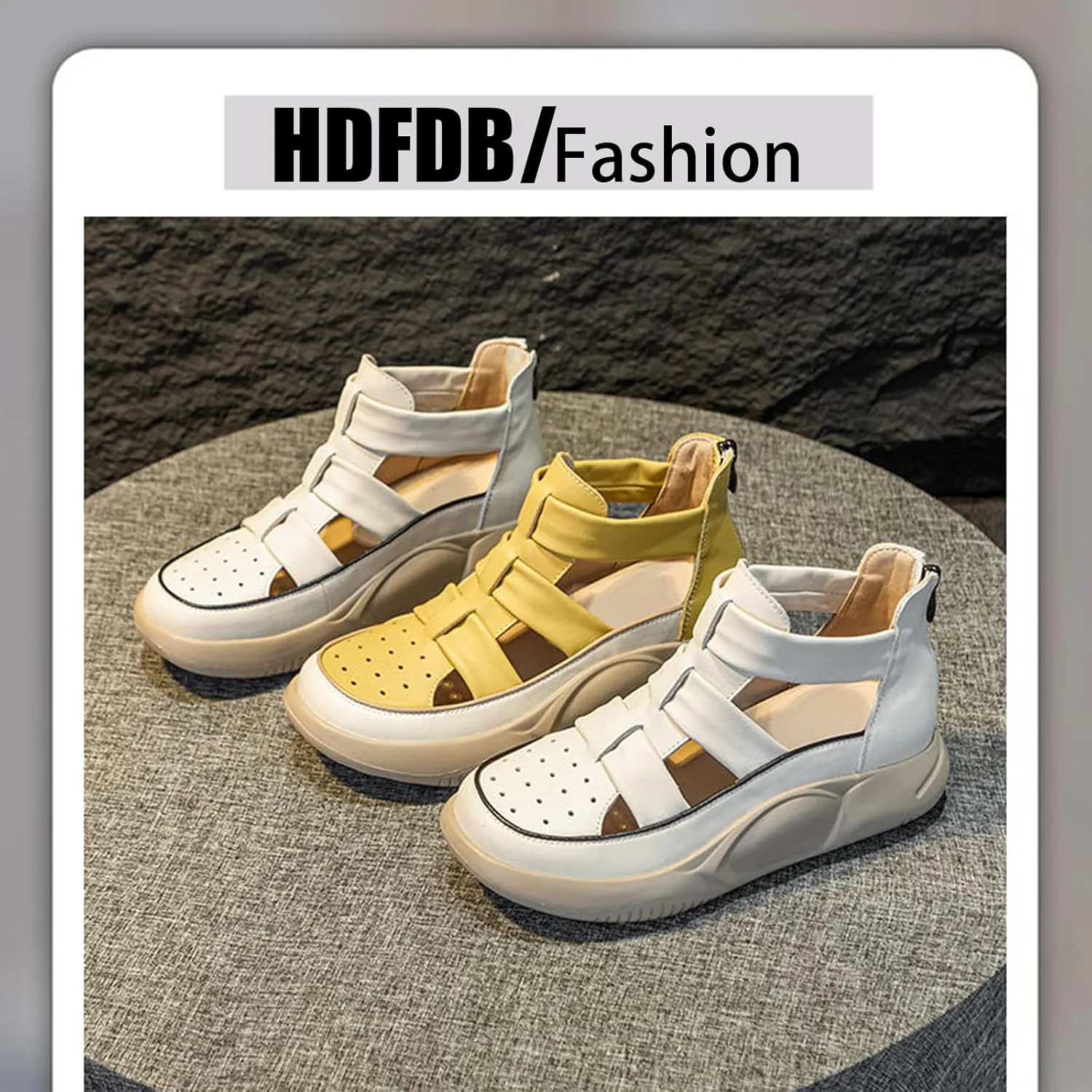 Women'S Genuine Leathe Braided Cut Out Thick Sole Fisherman Sandals With Adjustable Back ZipSummer Closed Toe platform high top Outdoor Anti-Slip Gladiator Sandal