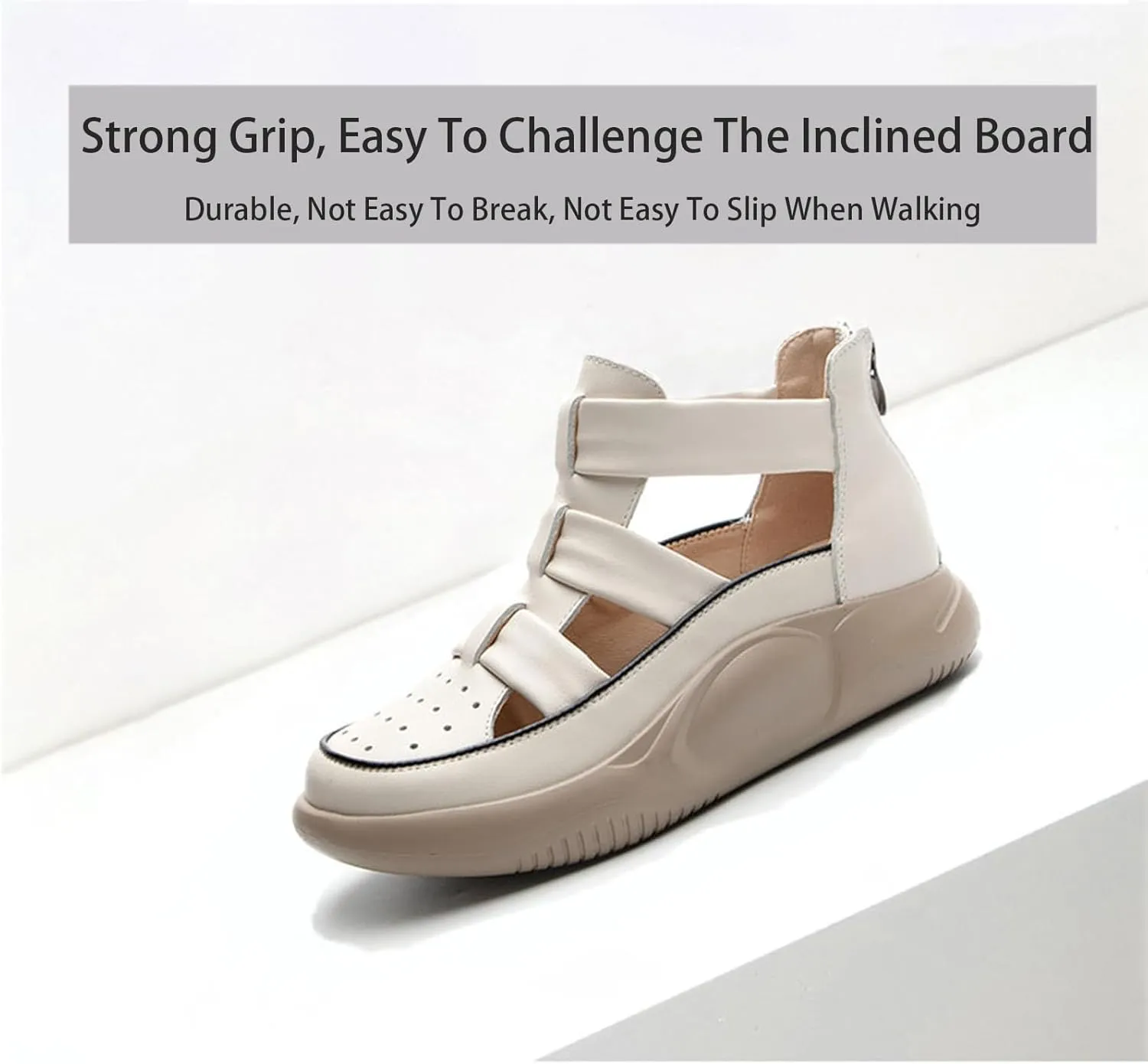 Women'S Genuine Leathe Braided Cut Out Thick Sole Fisherman Sandals With Adjustable Back ZipSummer Closed Toe platform high top Outdoor Anti-Slip Gladiator Sandal