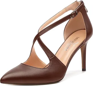Womens High Heels Pointed Toe Pumps Crossed Strap Stilettos Cut Out Sandal Pumps Party Dress Shoes with Back Zipper