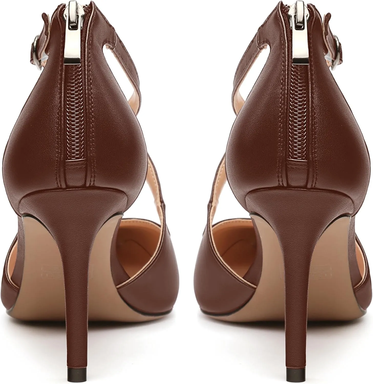 Womens High Heels Pointed Toe Pumps Crossed Strap Stilettos Cut Out Sandal Pumps Party Dress Shoes with Back Zipper