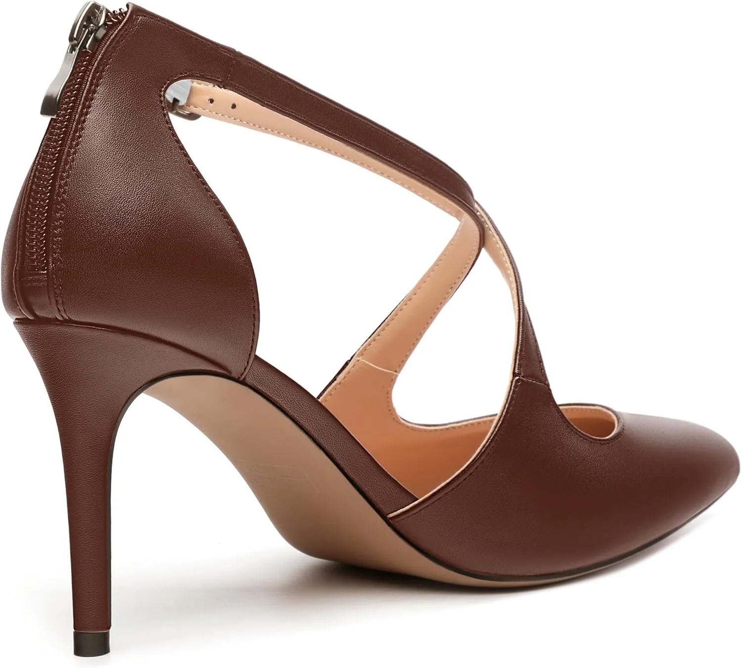 Womens High Heels Pointed Toe Pumps Crossed Strap Stilettos Cut Out Sandal Pumps Party Dress Shoes with Back Zipper