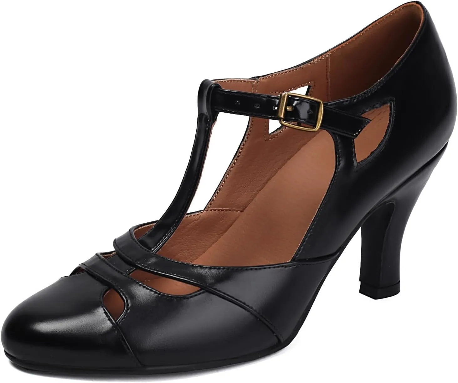 Women's Mary Jane Vintage Close Round Toe 1950s Heels Retro 1920s Victorian Pumps 1930s Shoes