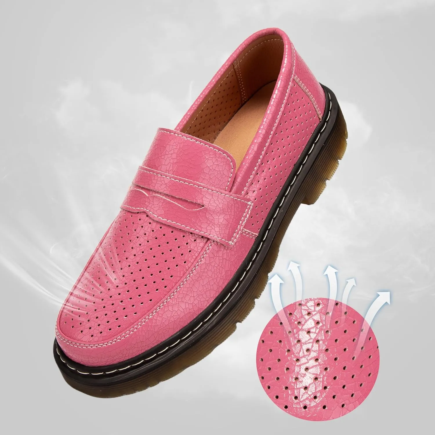 Women's Penny Loafers Breathable Perforated Loafers for Women