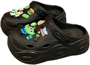 Women's Platform Clogs Slip On Slides Shoes Beach Sandals Gardener Clog Hight Heels Mule Slippers Garden Shoes DIY Cartoon Accessories Sandals