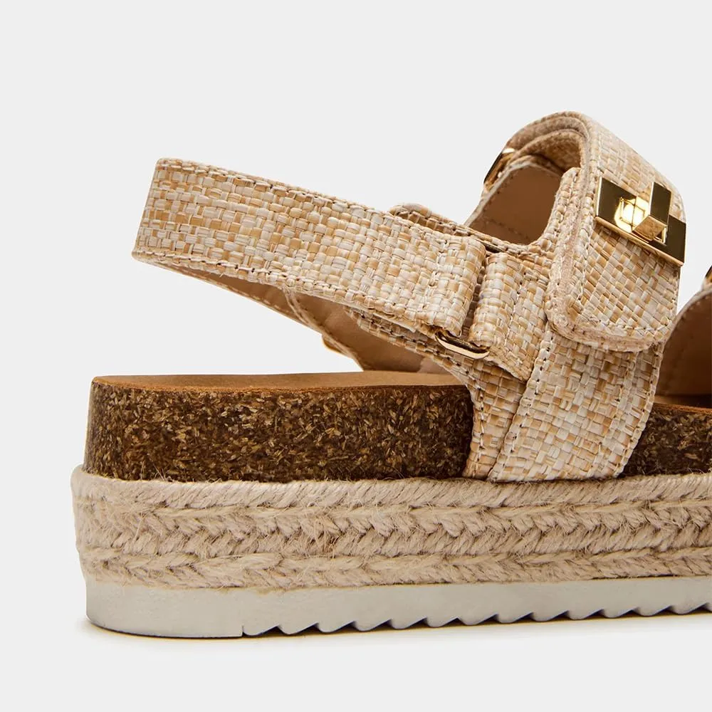 Women's Platform Raffia sandals Wedge Sandals Espadrille Sandals Adjustable Buckle Strap Summer Open Toe Woven Slingback Beach Sandals