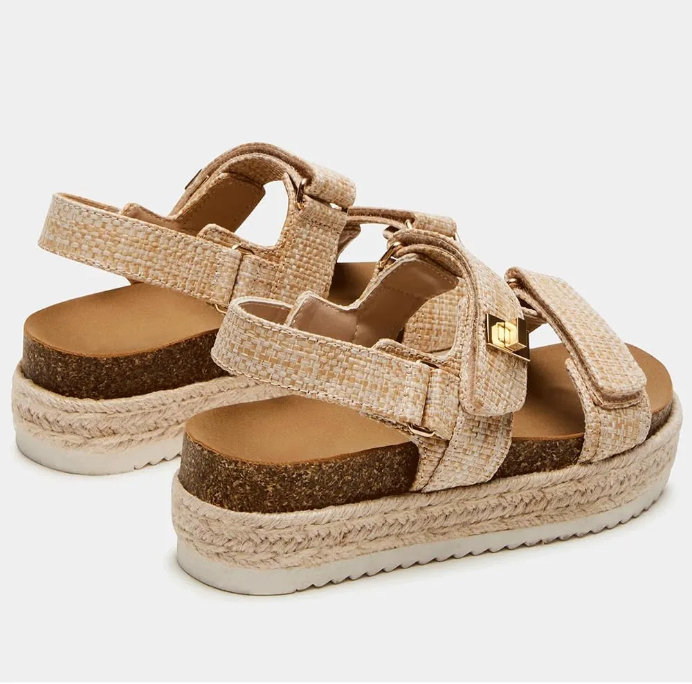 Women's Platform Raffia sandals Wedge Sandals Espadrille Sandals Adjustable Buckle Strap Summer Open Toe Woven Slingback Beach Sandals