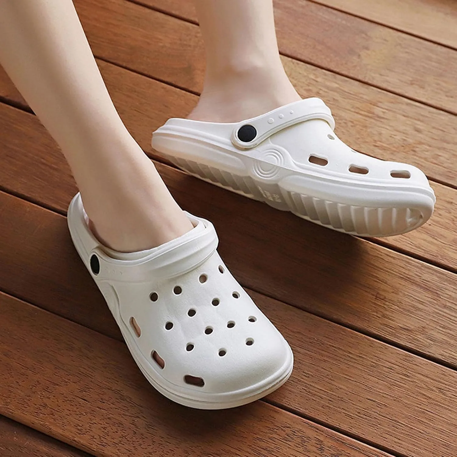 Women's Plus Size Wide Width Flat Slide Sandals Summer Breathable Eva Lightweight Beach Casual Closed-Toe Shoes Hole Cavity Design Size 9 10-11 - Purple, Pink, White, Green