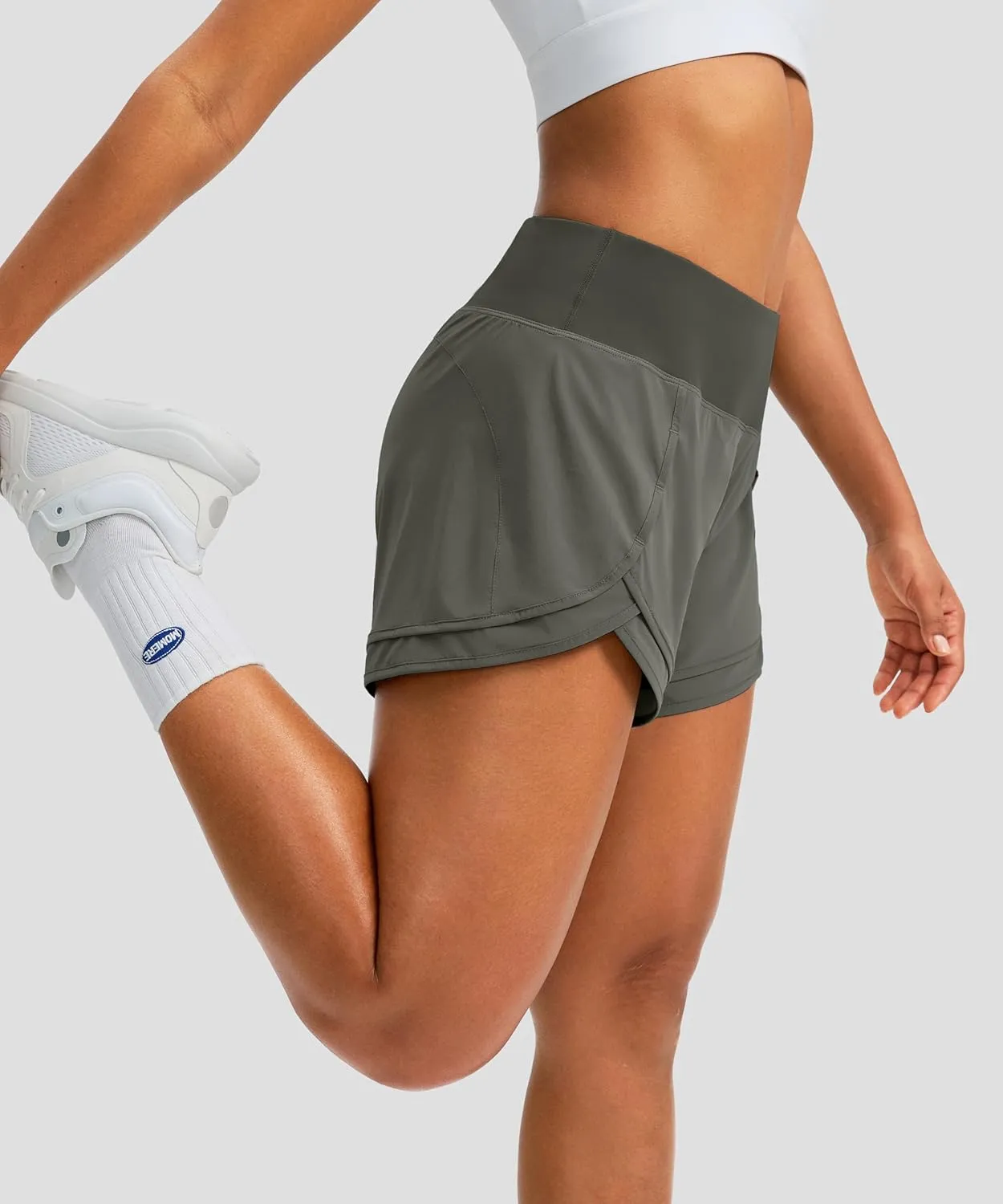 Women's Running Shorts High Waisted Quick-Dry 3 Inch Gym Workout Athletic Shorts for Women with Zipper Pocket