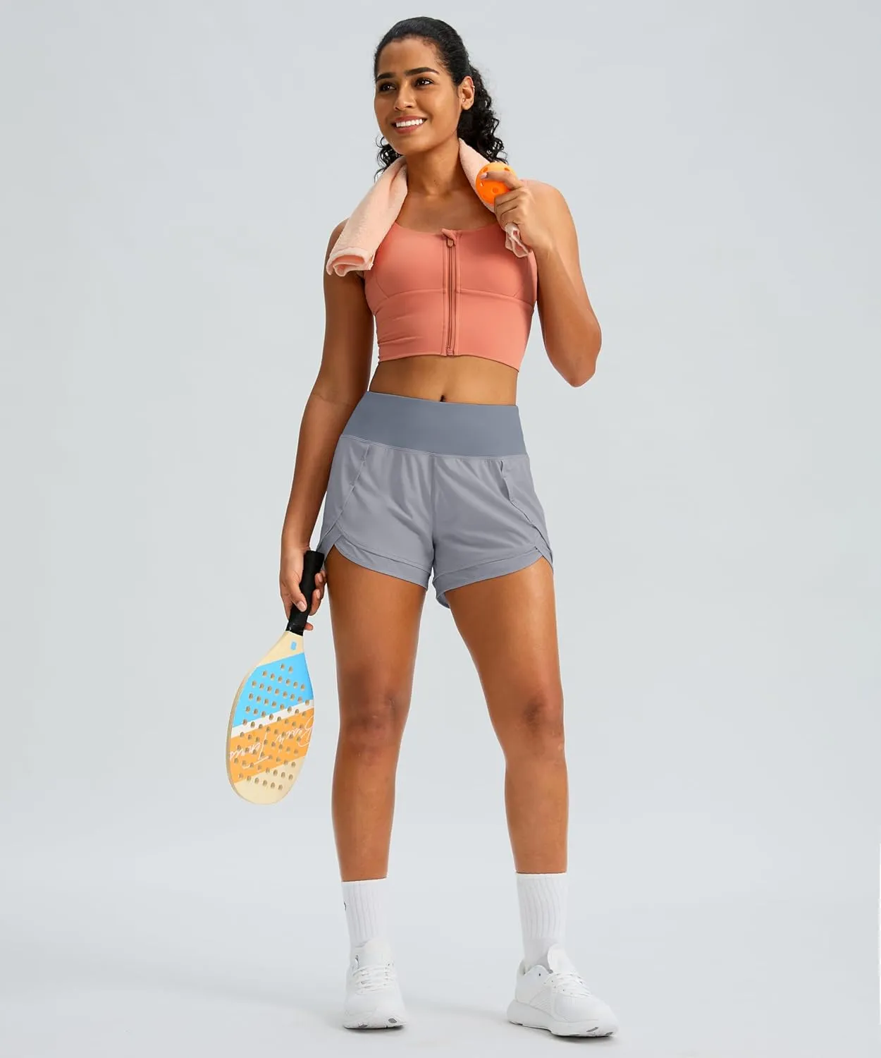Women's Running Shorts High Waisted Quick-Dry 3 Inch Gym Workout Athletic Shorts for Women with Zipper Pocket