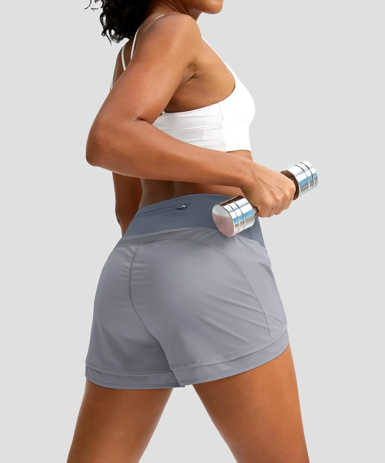 Women's Running Shorts High Waisted Quick-Dry 3 Inch Gym Workout Athletic Shorts for Women with Zipper Pocket
