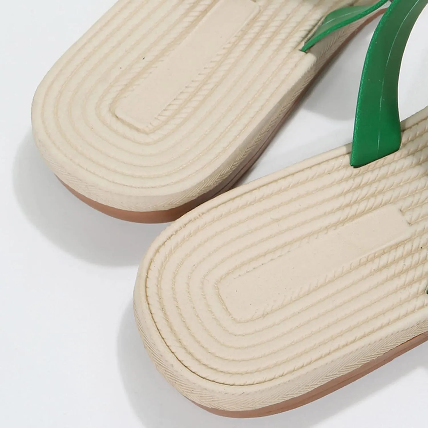 Women's Slide Sandals Ladies Fashion Summer Solid Color Leather Rhinestone Toe Straw Woven Flat Slippers