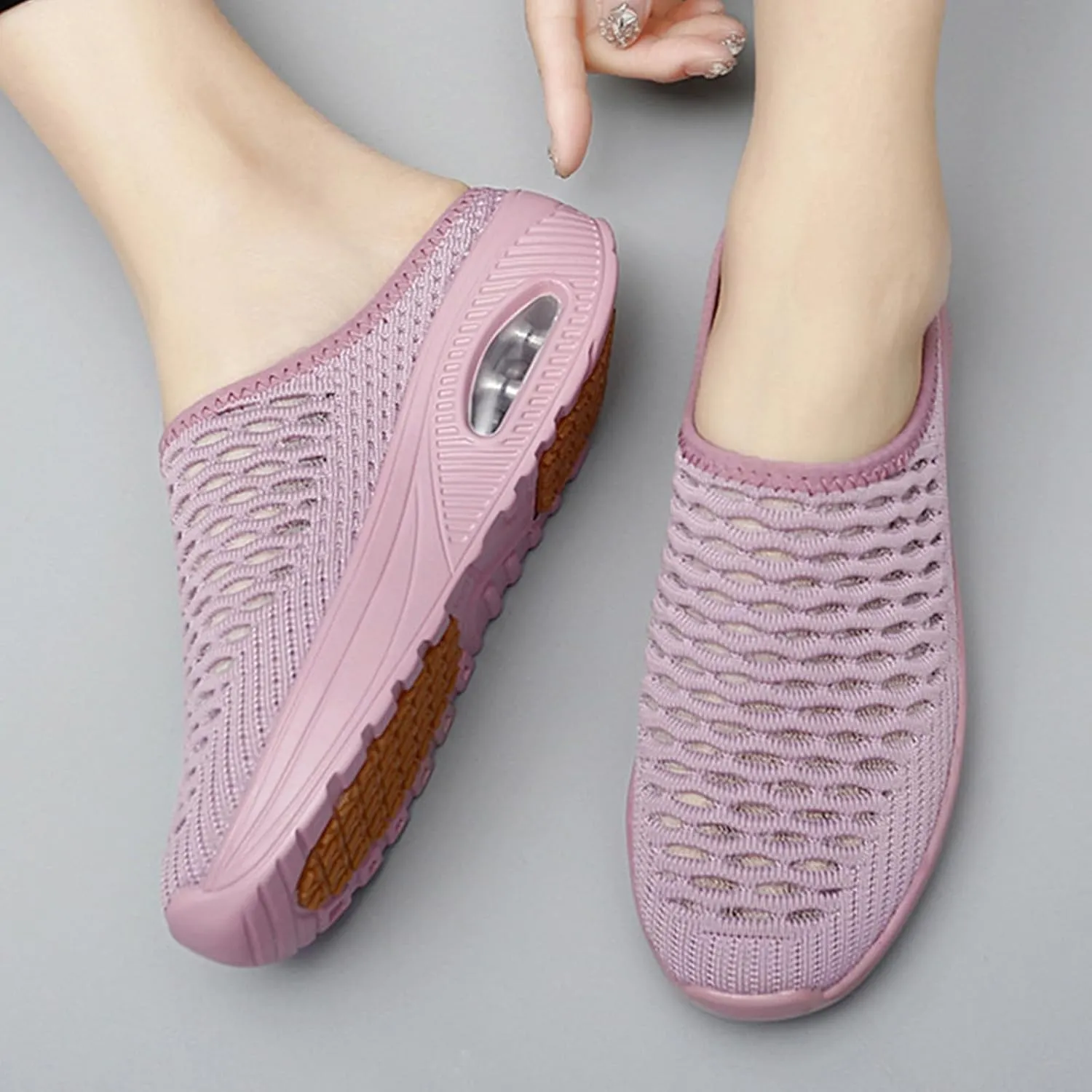 Womens Slip On Clogs and Mules Orthopedic Arch Support Backless Slippers Lightweight Breathable Casual Mesh Sandal Comfortable Round Toe Mules Garden Shoes