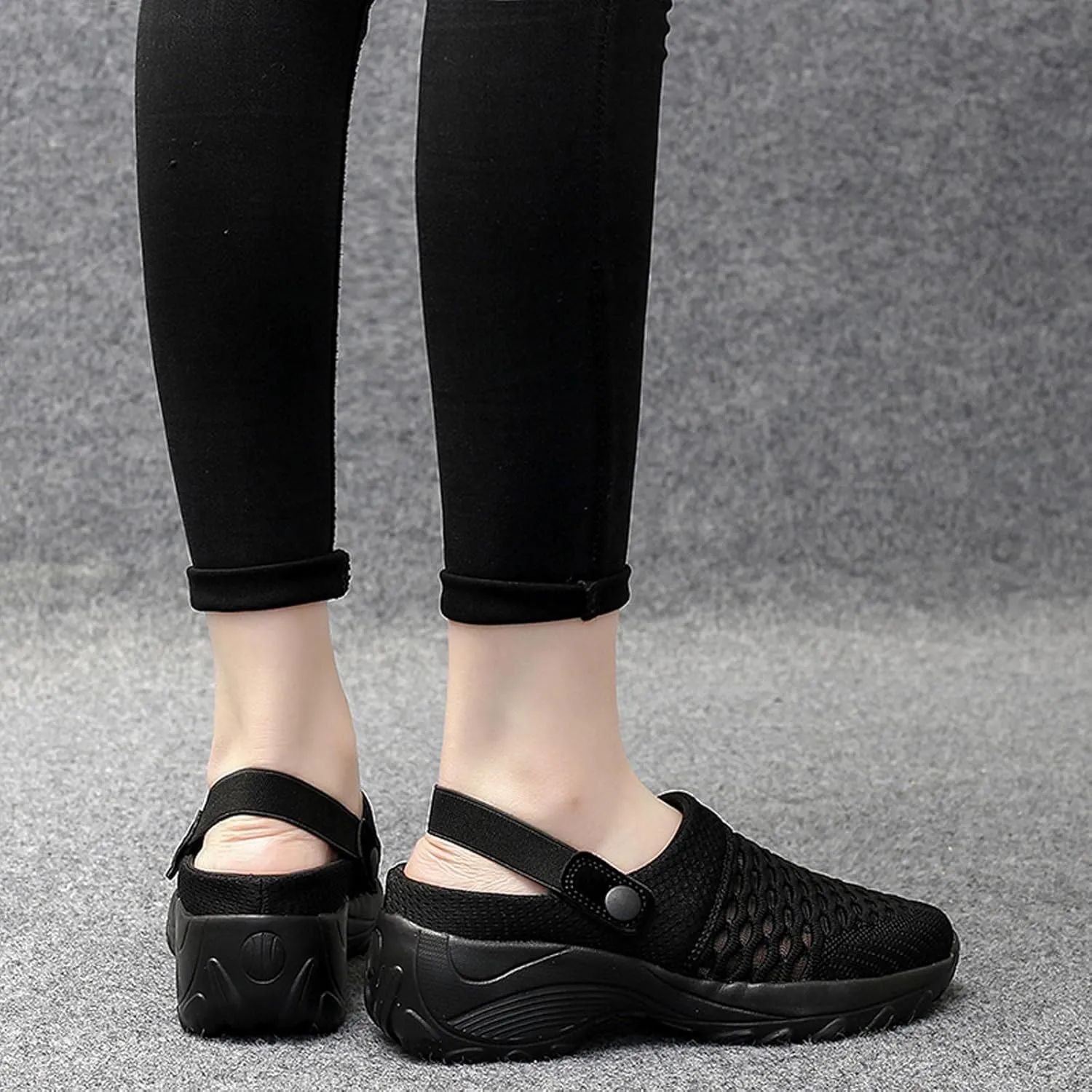 Womens Slip-on Walking Shoes,Orthopedic Diabetic Knit Mesh Breathable Casual Shoes with Arch Support Summer Outdoor Non-Slip Platform Sneakers Sandals