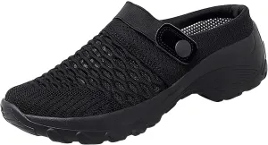 Womens Slip-on Walking Shoes,Orthopedic Diabetic Knit Mesh Breathable Casual Shoes with Arch Support Summer Outdoor Non-Slip Platform Sneakers Sandals
