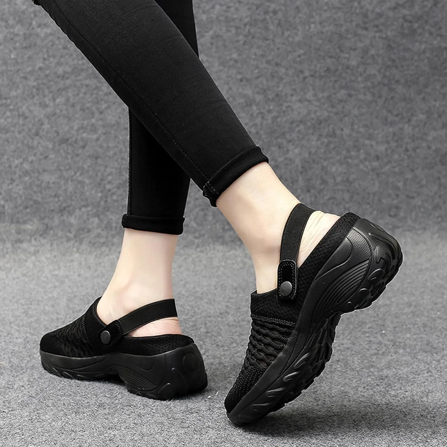 Womens Slip-on Walking Shoes,Orthopedic Diabetic Knit Mesh Breathable Casual Shoes with Arch Support Summer Outdoor Non-Slip Platform Sneakers Sandals