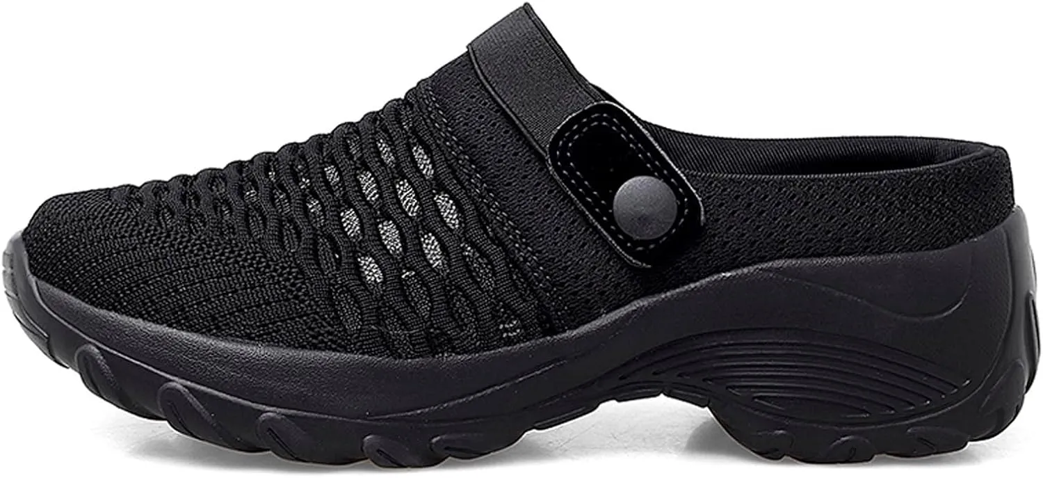 Womens Slip-on Walking Shoes,Orthopedic Diabetic Knit Mesh Breathable Casual Shoes with Arch Support Summer Outdoor Non-Slip Platform Sneakers Sandals