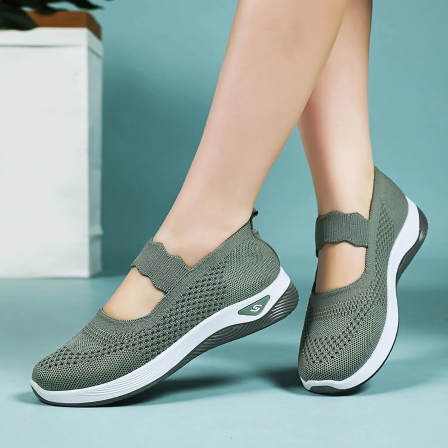Womens Walking Shoes Lightweight Breathable Mesh Air Cushion Sneakers Casual Non-Slip Nurse Work Shoes Arch Support Comfortable