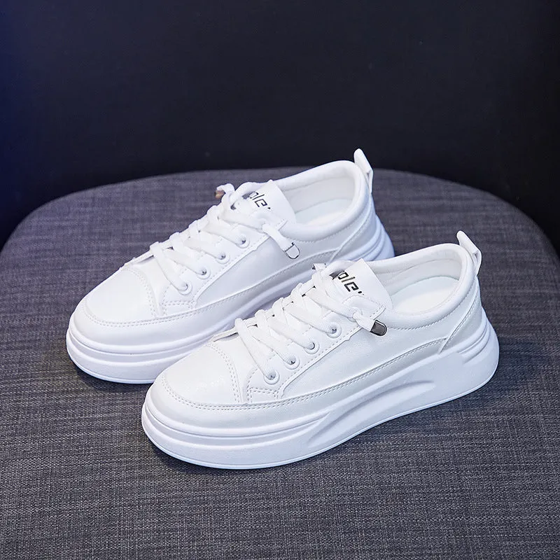 Women's White Spring Breathable Korean Style Heightened Canvas Shoes