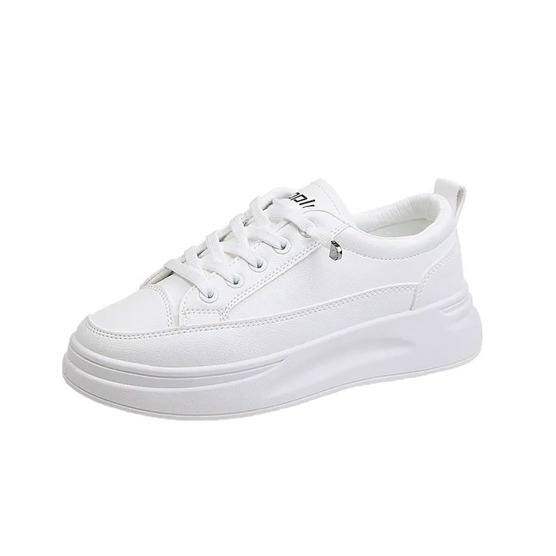 Women's White Spring Breathable Korean Style Heightened Canvas Shoes