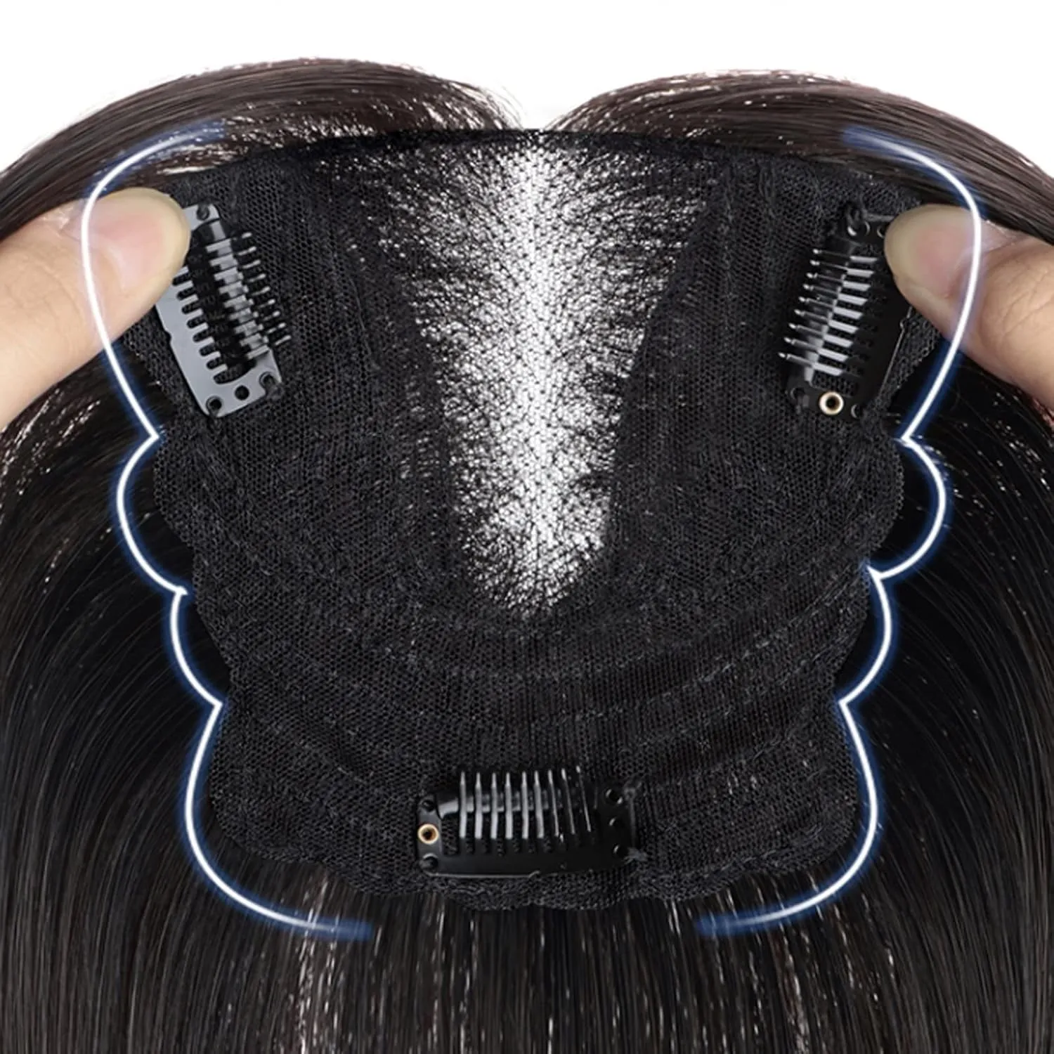 Women's Wig Bangs Wig Piece Full Real Human Hair Patch Fluffy Increase Hair Volume Fluffy Cover Gray Hair Women's Wigs Hair Piece(16-(8-10) 22CM-brown)