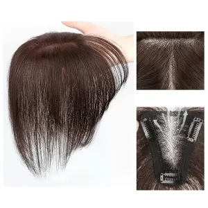 Women's Wig Bangs Wig Piece Full Real Human Hair Patch Fluffy Increase Hair Volume Fluffy Cover Gray Hair Women's Wigs Hair Piece(16-(8-10) 22CM-brown)