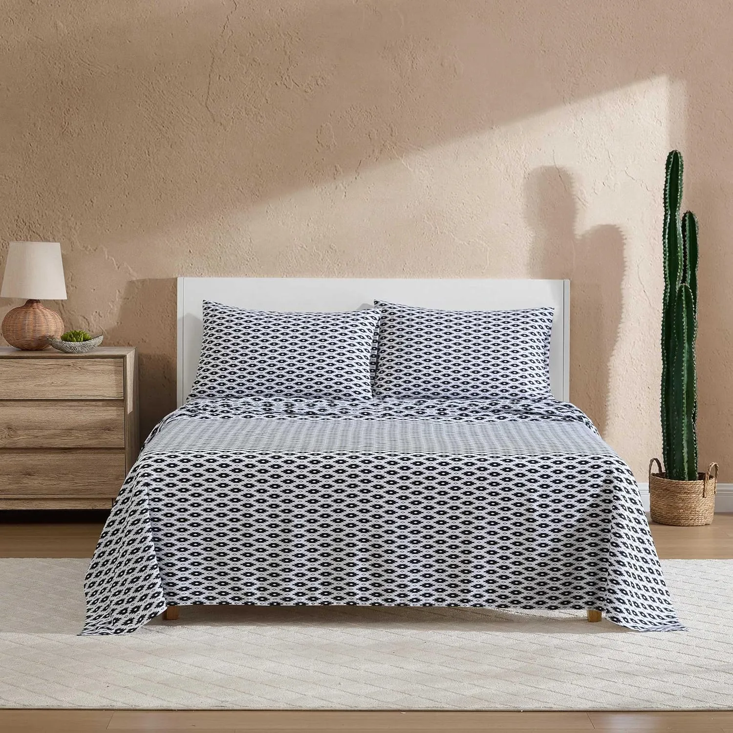 Wrangler - Sheet Set, Breathable & Wrinkle Resistant Bedding with Matching Pillowcases, Yellowstone Inspired, Fully Elasticized (Blaze Black, Queen)