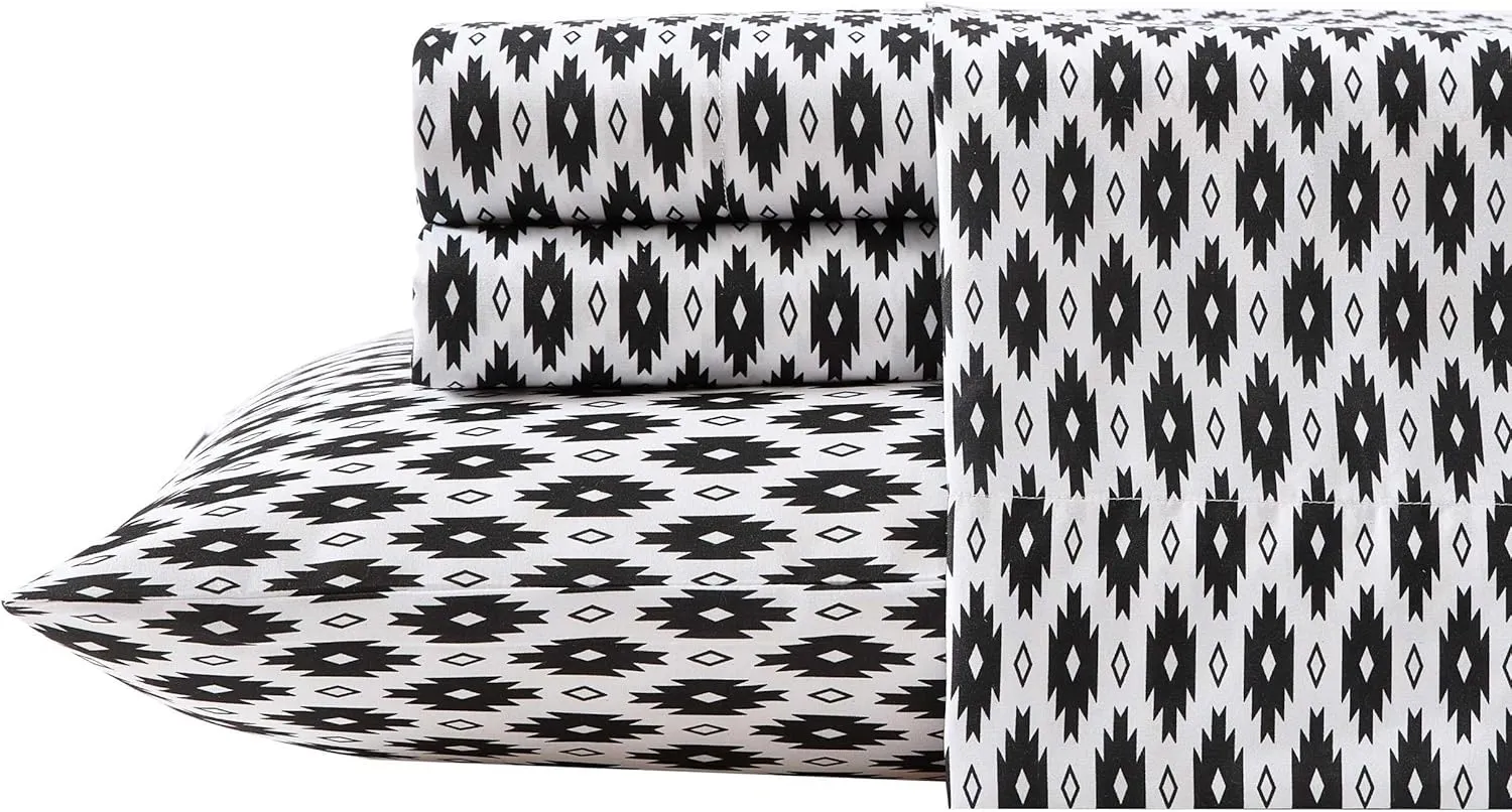 Wrangler - Sheet Set, Breathable & Wrinkle Resistant Bedding with Matching Pillowcases, Yellowstone Inspired, Fully Elasticized (Blaze Black, Queen)