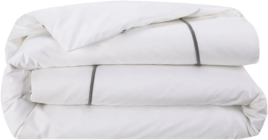 Yves Delorme Athéna Platine (Platinum Grey) King 110 x 94 in Duvet Cover Extra Soft and Cooling Luxury Sheets, 100% Natural Organic Cotton - Breathable and Durable