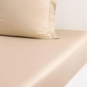 Yves Delorme Triomphe Dune Queen 63 x 81 in Fitted Sheet - Extra Soft and Warm Luxury Sheets, 100% Natural Organic French Bed Linens - Breathable and Durable
