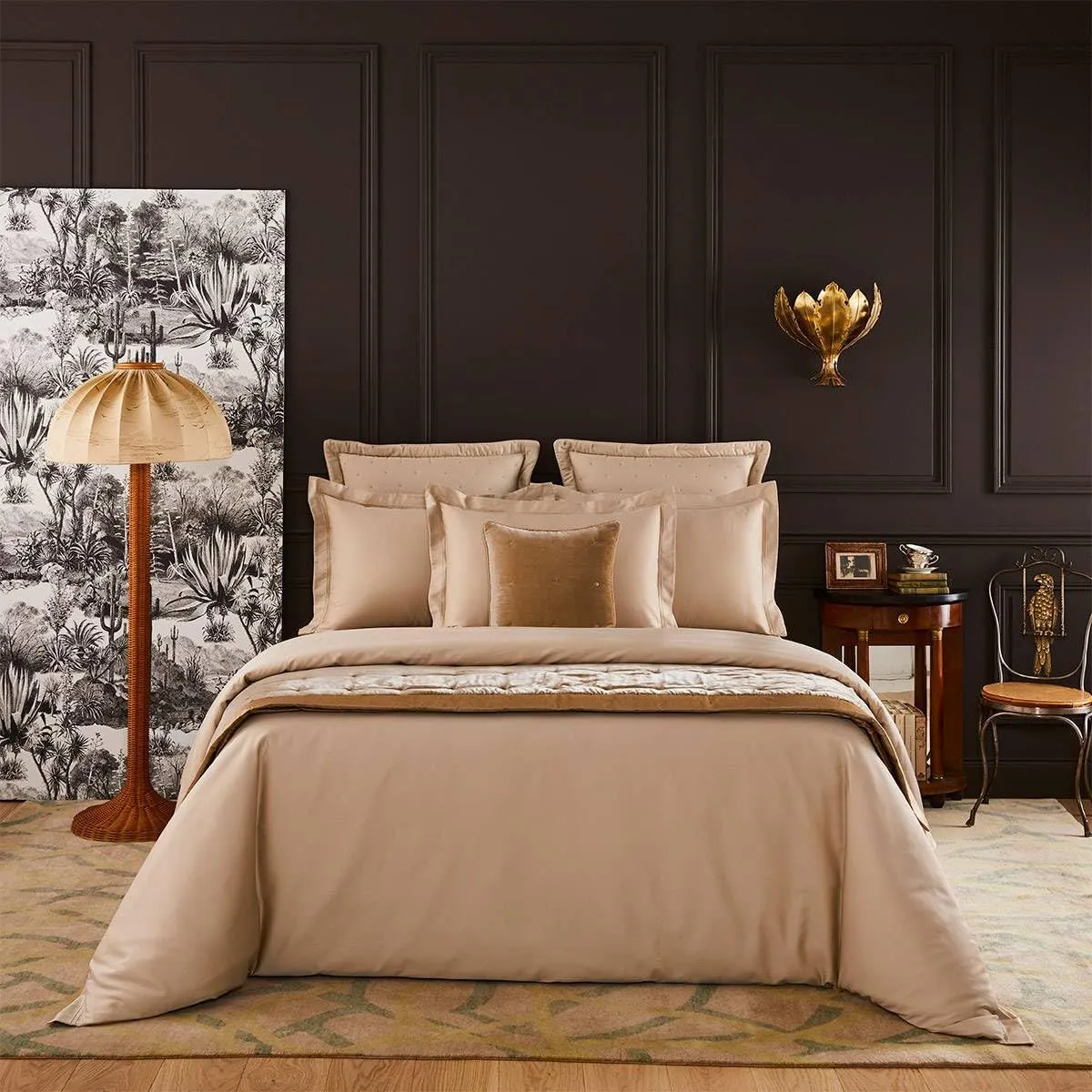 Yves Delorme Triomphe Dune Queen 63 x 81 in Fitted Sheet - Extra Soft and Warm Luxury Sheets, 100% Natural Organic French Bed Linens - Breathable and Durable