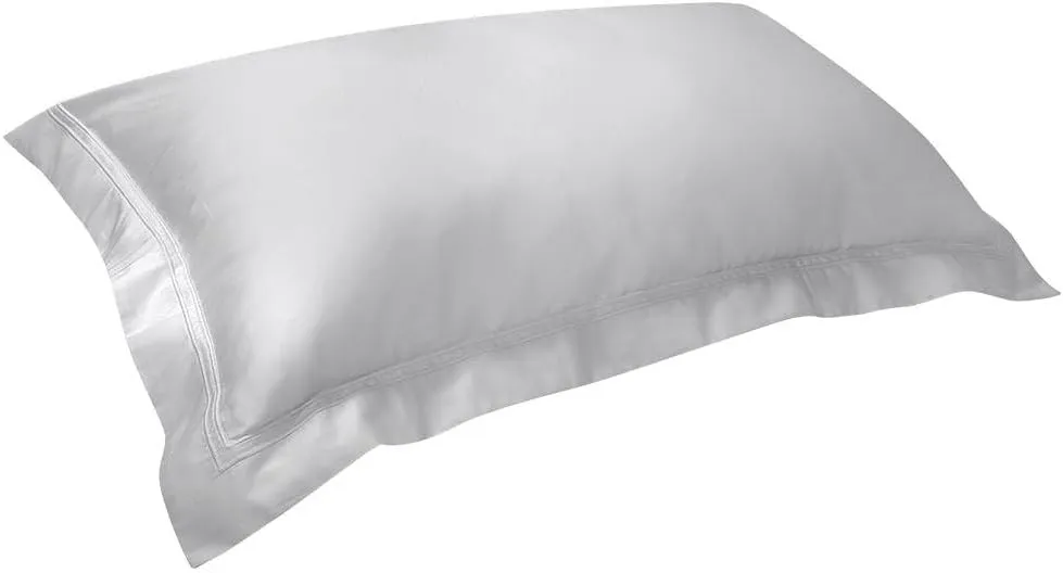 Yves Delorme Triomphe Silver (Light Grey) King 21 x 37 in Sham - Extra Soft and Warm Luxury Sheets, 100% Natural Organic French Bed Linens - Breathable and Durable