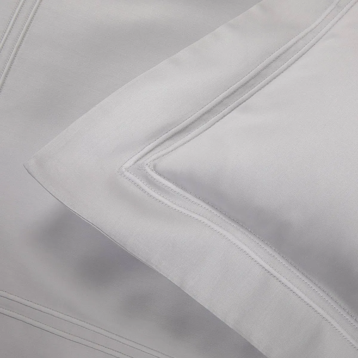 Yves Delorme Triomphe Silver (Light Grey) King 21 x 37 in Sham - Extra Soft and Warm Luxury Sheets, 100% Natural Organic French Bed Linens - Breathable and Durable