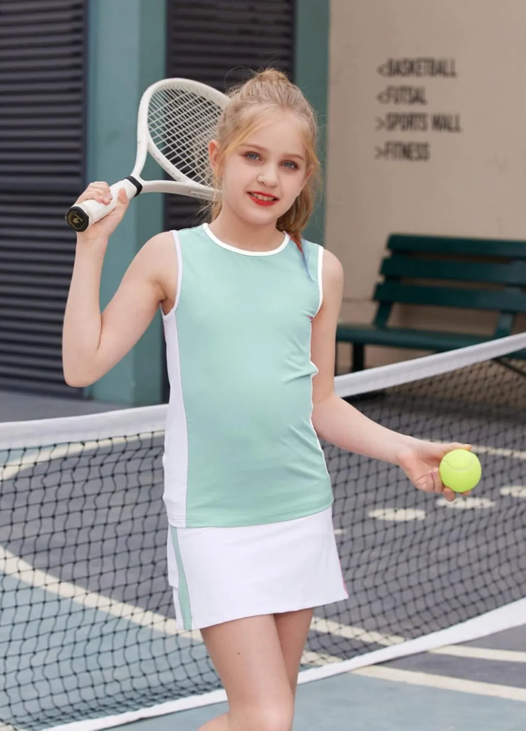 Zaclotre Girls Tennis Golf Dress Outfit Sleeveless Tank Top and Skorts Sets Sport Skirt with Shorts