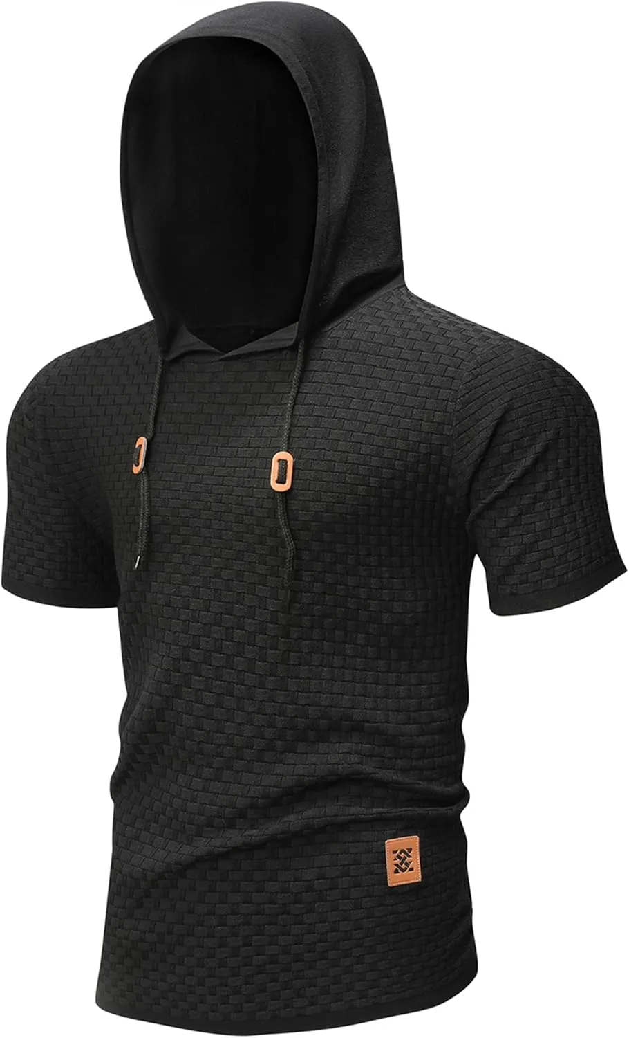 Zaitun Men's Short Sleeve Hoodie Shirt Casual Waffle Knitted Pullover Sweater
