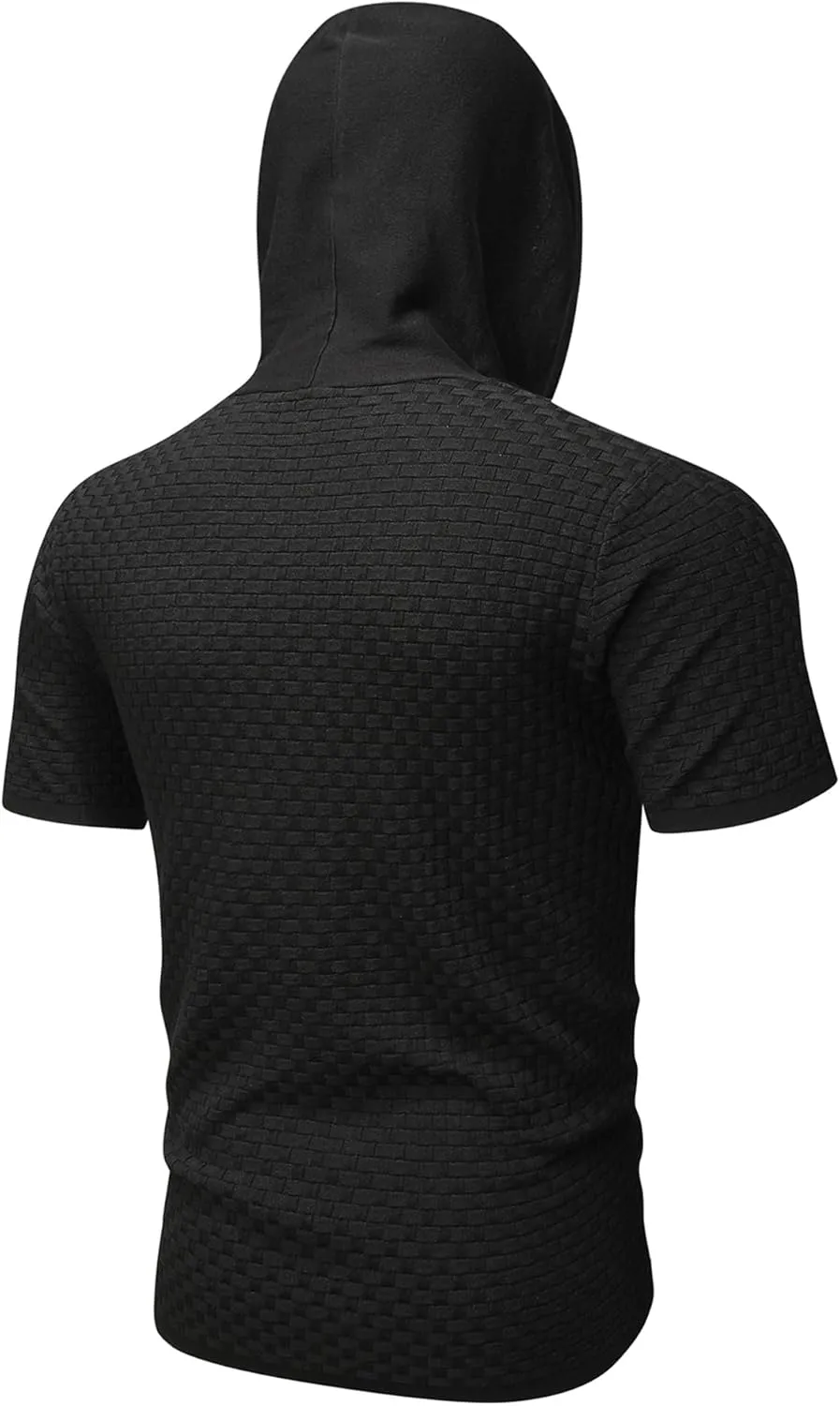 Zaitun Men's Short Sleeve Hoodie Shirt Casual Waffle Knitted Pullover Sweater