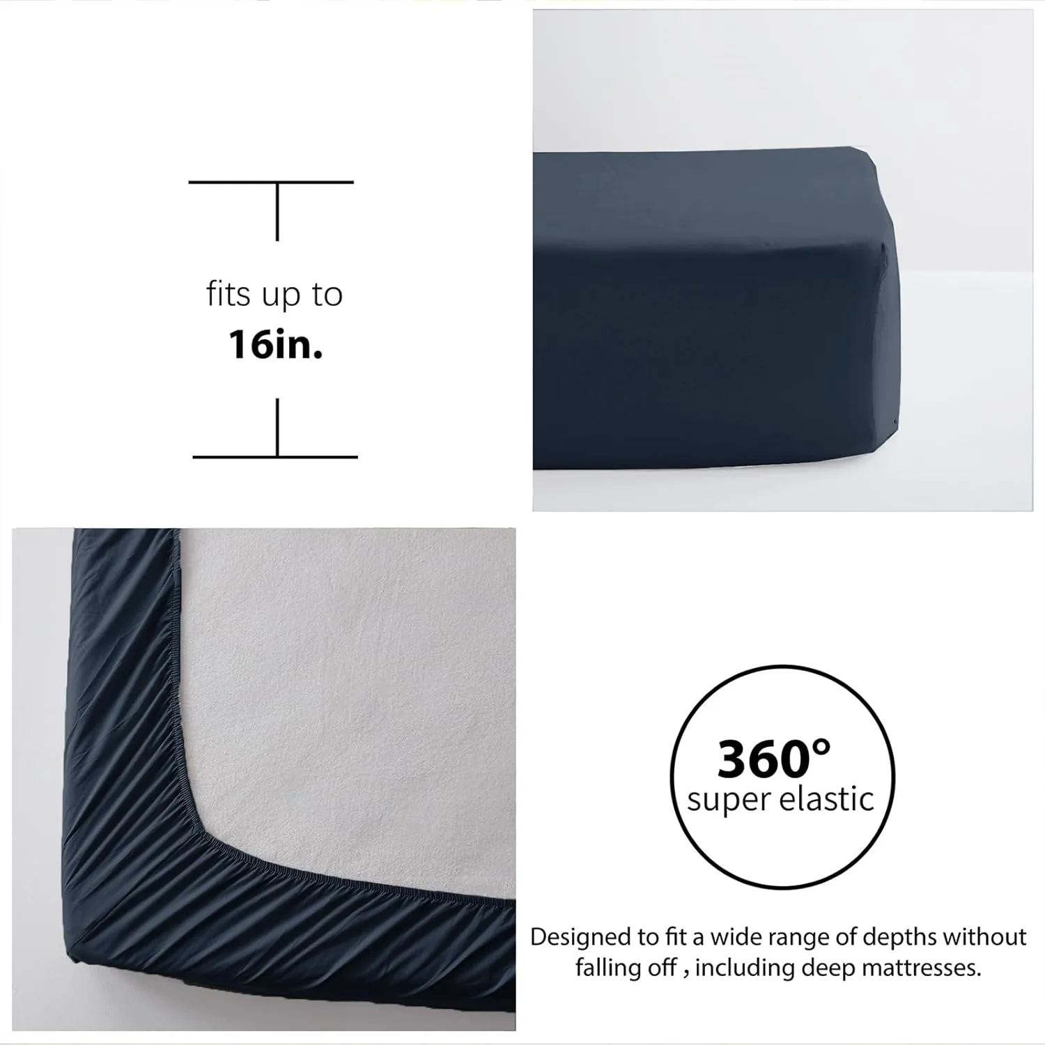 Zzlpp Queen Comforter Set 7 Pieces, Navy Blue Seersucker Bed in a Bag with Comforter, Pillow Shams, Pillowcases, Flat Sheet, Fitted Sheet